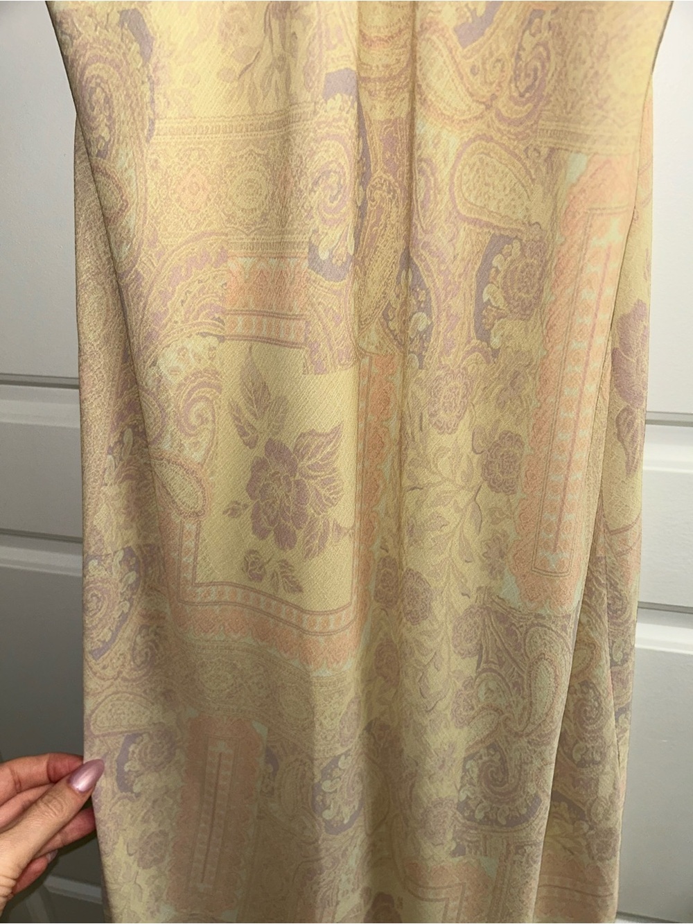 Kimchi Blue Ruffle-Trim Maxi Dress in Pale Yellow and Soft Peach - Picture 4 of 7